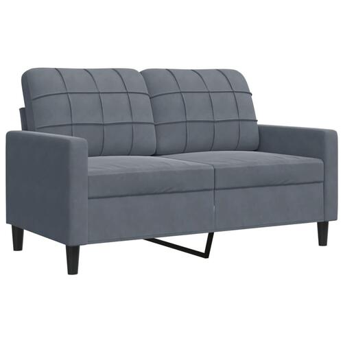 3 personers sofa med hynder og bolsterpuder velour mørkegrå
