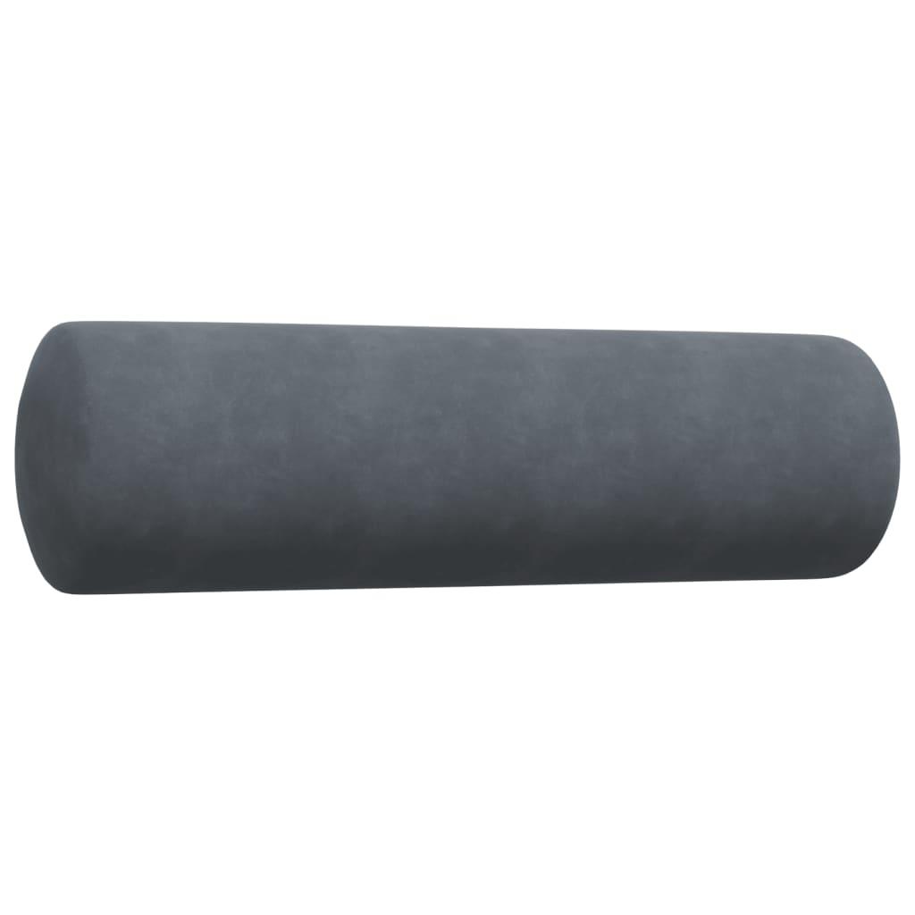 3 personers sofa med hynder og bolsterpuder velour mørkegrå