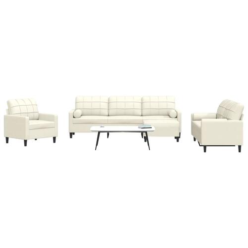 Sofasæt 4 dele med hynder og bolsterpuder velour cremefarvet