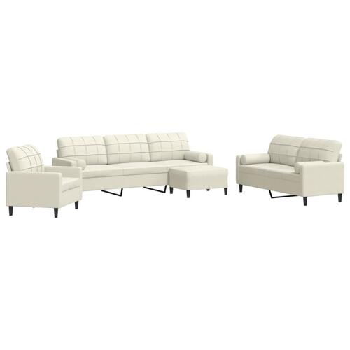 Sofasæt 4 dele med hynder og bolsterpuder velour cremefarvet