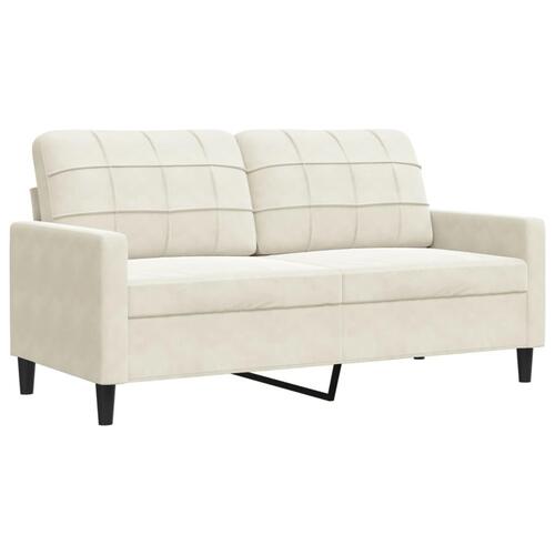 Sofasæt 4 dele med hynder og bolsterpuder velour cremefarvet