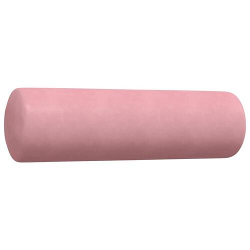 3 personers sofa med hynder og bolsterpuder velour lyserød