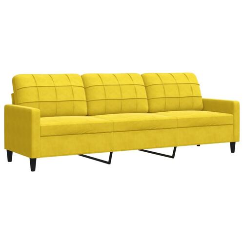 2 personers sofa med hynder og bolsterpuder velour gul