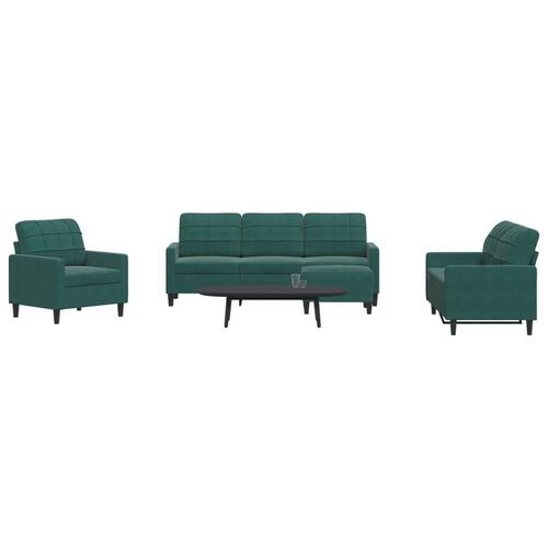 Sofasæt 4 dele med hynder velour mørkegrøn