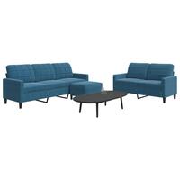 3 personers sofa med hynder velour blå