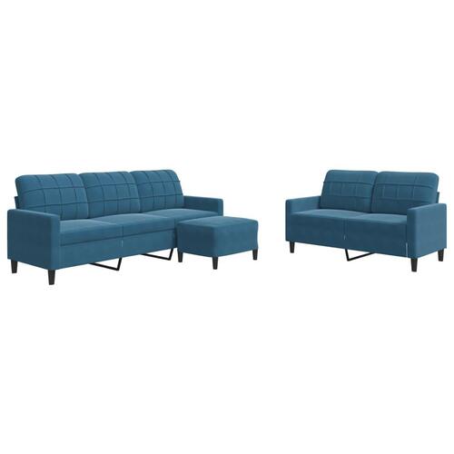3 personers sofa med hynder velour blå