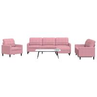 Sofasæt 4 dele med hynder velour lyserød