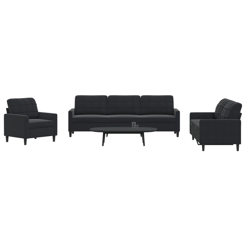 Sofasæt 4 dele med hynder velour sort