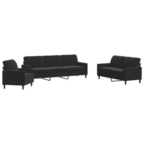 Sofasæt 4 dele med hynder velour sort
