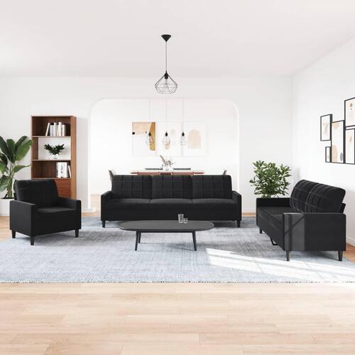 Sofasæt 4 dele med hynder velour sort