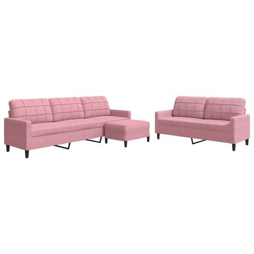 3 personers sofa med hynder velour lyserød
