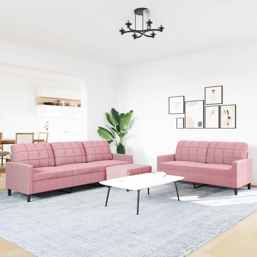 3 personers sofa med hynder velour lyserød