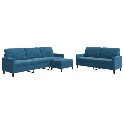 3 personers sofa med hynder velour blå