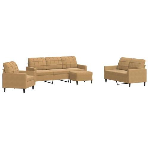 Sofasæt 4 dele med hynder velour brun