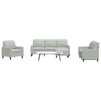 Sofasæt 4 dele med hynder velour lysegrå