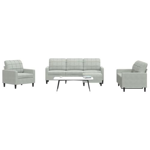 Sofasæt 4 dele med hynder velour lysegrå