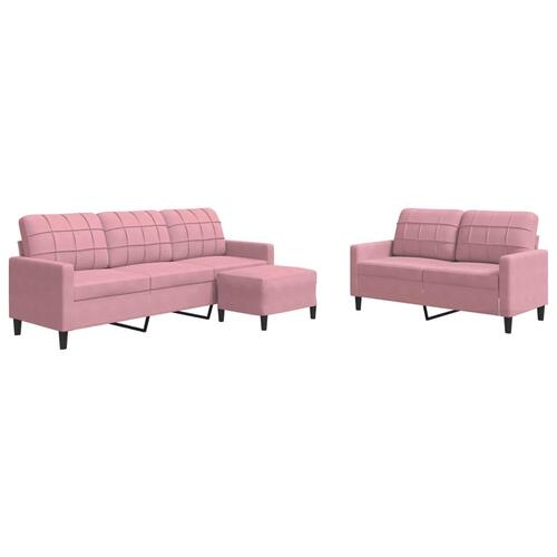 3 personers sofa med hynder velour lyserød