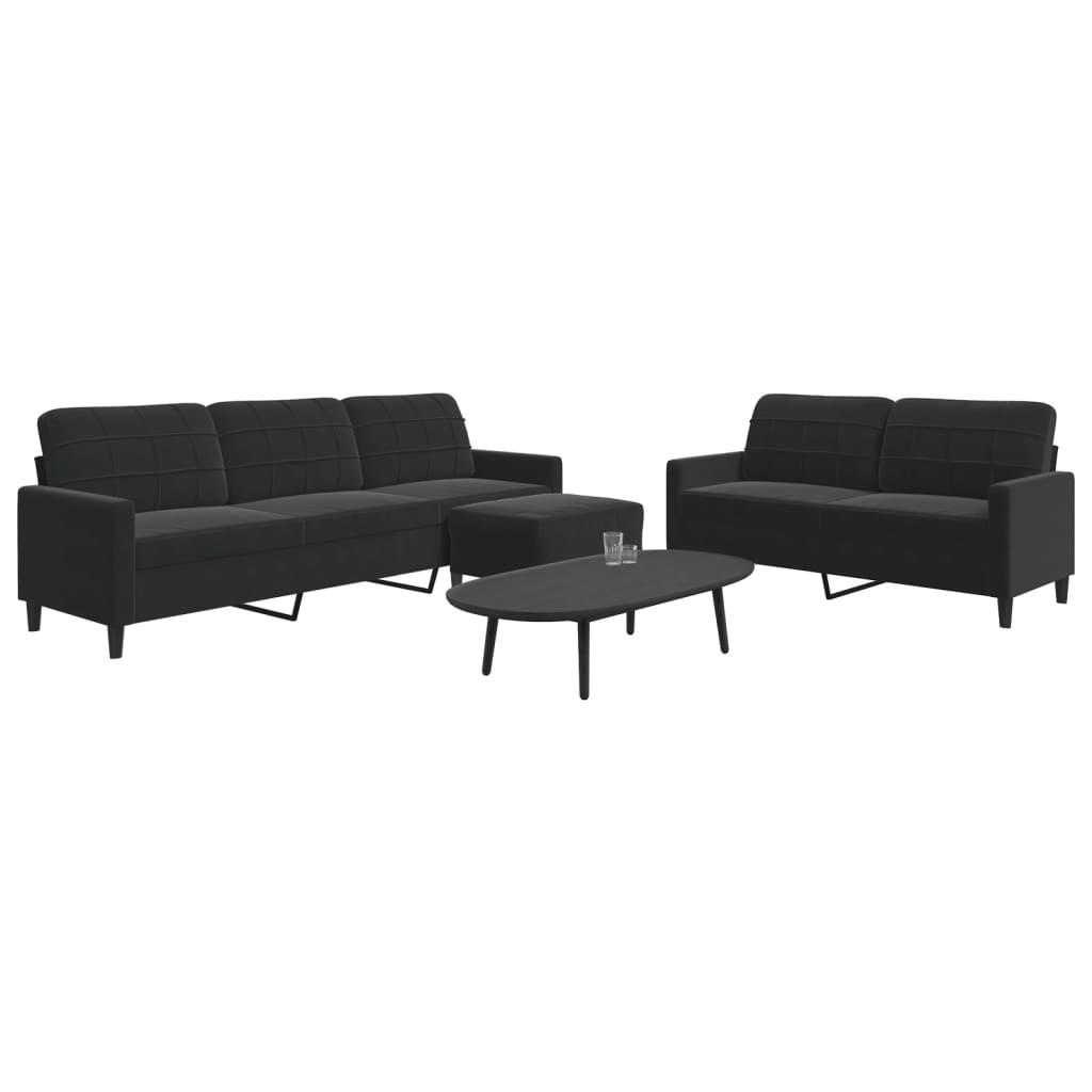 3 personers sofa med hynder velour sort
