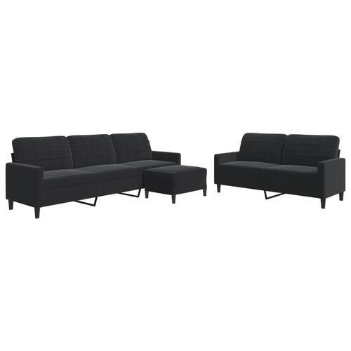 3 personers sofa med hynder velour sort