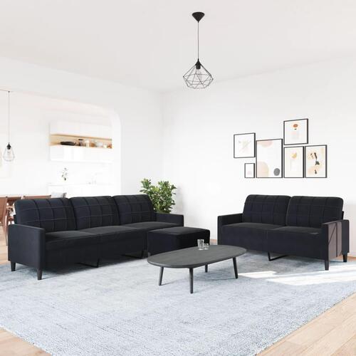 3 personers sofa med hynder velour sort