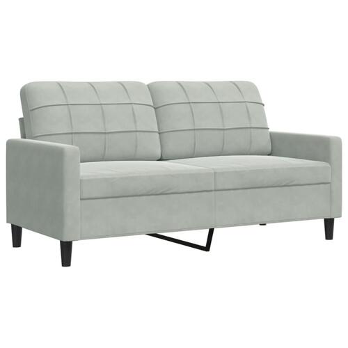 3 personers sofa med hynder og bolsterpuder velour lysegrå