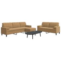 3 personers sofa med hynder og bolsterpuder velour brun