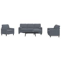 Sofasæt 4 dele med hynder og bolsterpuder velour mørkegrå