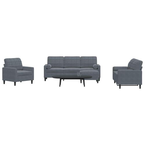 Sofasæt 4 dele med hynder og bolsterpuder velour mørkegrå