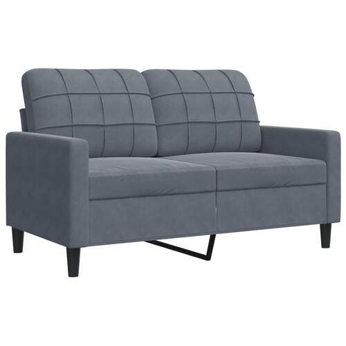 Sofasæt 4 dele med hynder og bolsterpuder velour mørkegrå