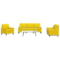 3 personers sofa med hynder og bolsterpuder velour gul