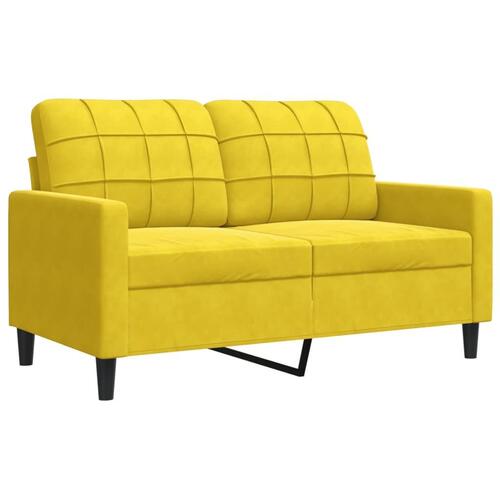 3 personers sofa med hynder og bolsterpuder velour gul