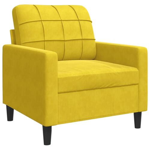 3 personers sofa med hynder og bolsterpuder velour gul