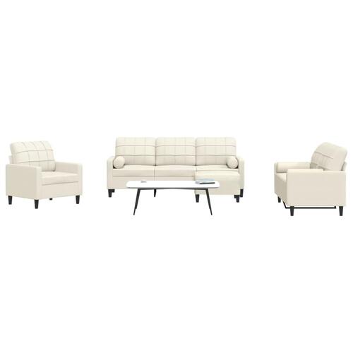 Sofasæt 4 dele med hynder og bolsterpuder velour cremefarvet