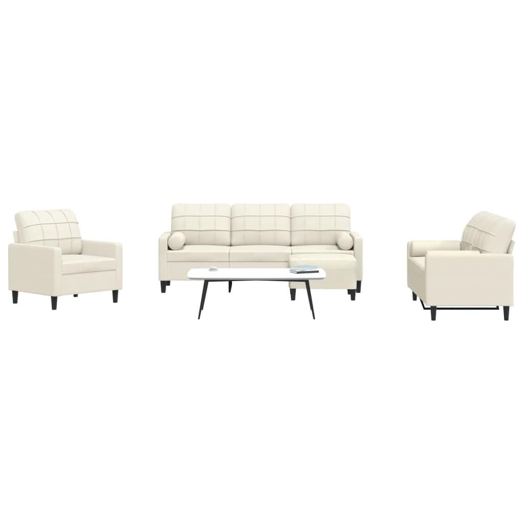 Sofasæt 4 dele med hynder og bolsterpuder velour cremefarvet