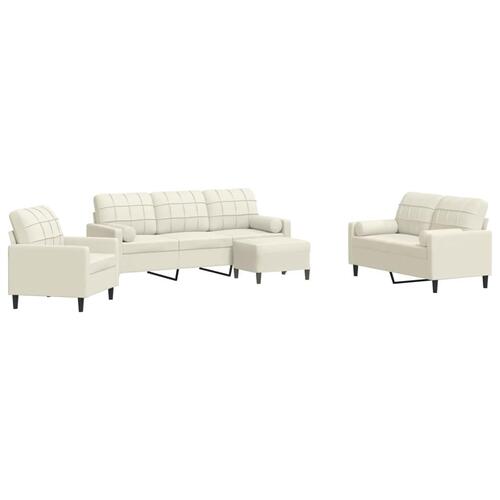 Sofasæt 4 dele med hynder og bolsterpuder velour cremefarvet