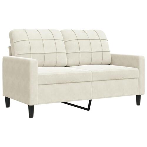 Sofasæt 4 dele med hynder og bolsterpuder velour cremefarvet