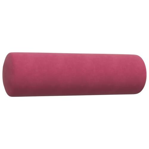 2 personers sofa med hynder og bolsterpuder velour vinrød