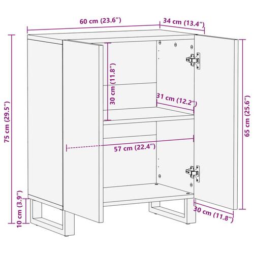 Skænk 60x34x75 cm massivt mangotræ