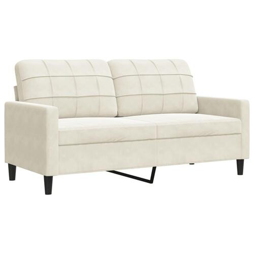 3 personers sofa med hynder og bolsterpuder velour cremefarvet