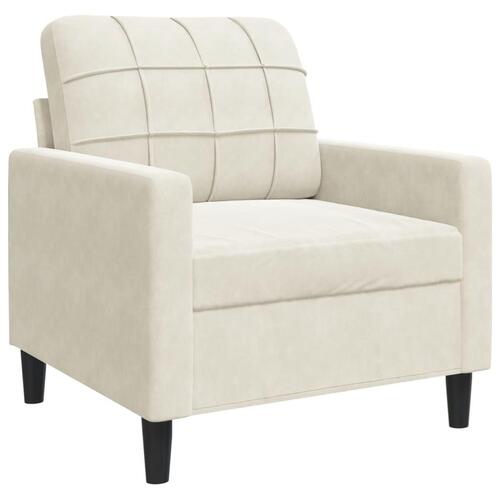 3 personers sofa med hynder og bolsterpuder velour cremefarvet
