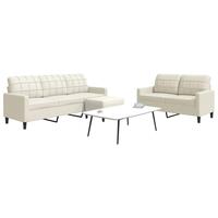 3 personers sofa med hynder velour cremefarvet