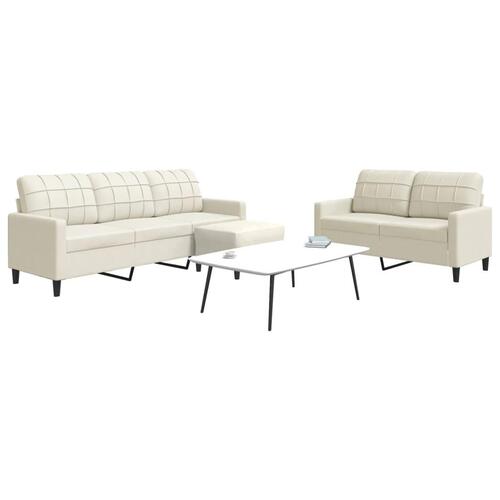 3 personers sofa med hynder velour cremefarvet