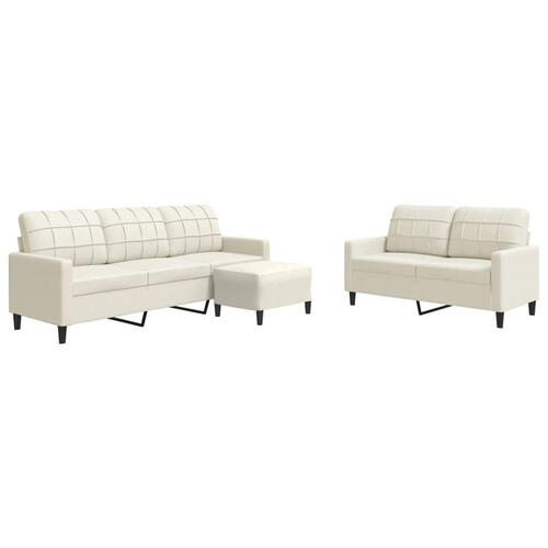 3 personers sofa med hynder velour cremefarvet