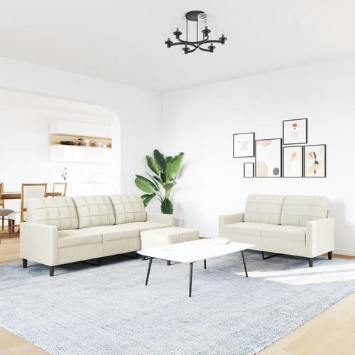3 personers sofa med hynder velour cremefarvet