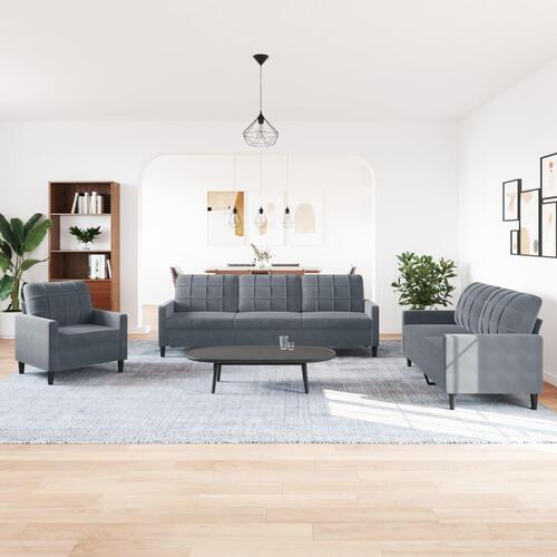 Sofasæt 4 dele med hynder velour mørkegrå