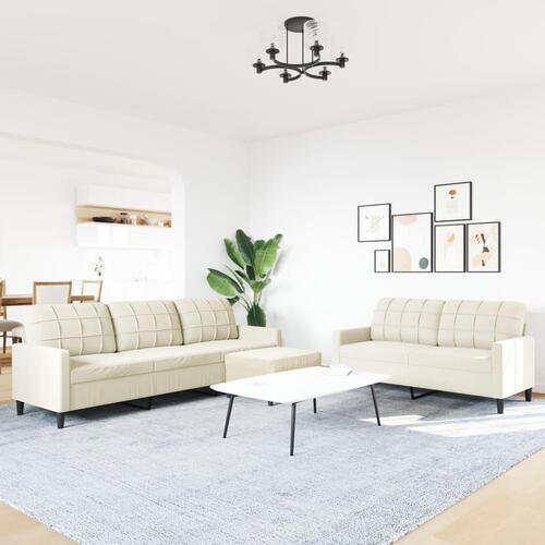3 personers sofa med hynder velour cremefarvet