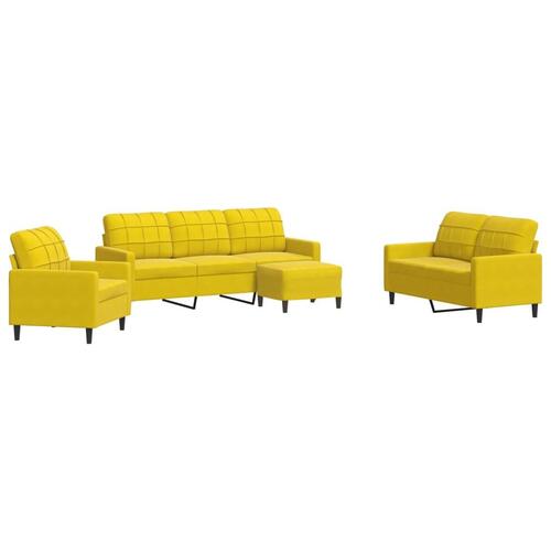 Sofasæt 4 dele med hynder velour gul