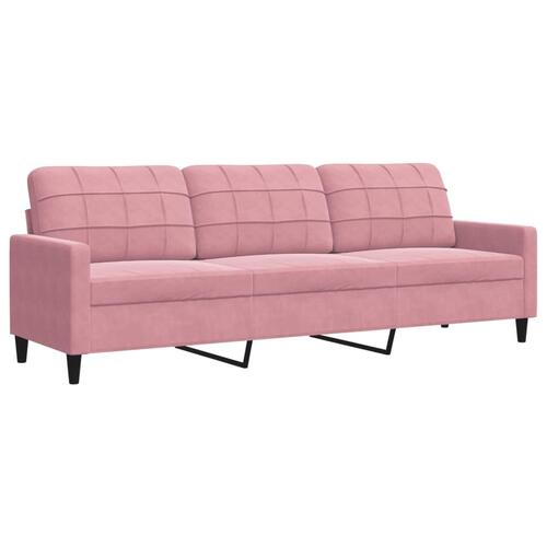 2 personers sofa med hynder og bolsterpuder velour lyserød