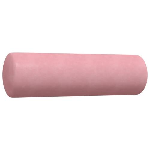 2 personers sofa med hynder og bolsterpuder velour lyserød