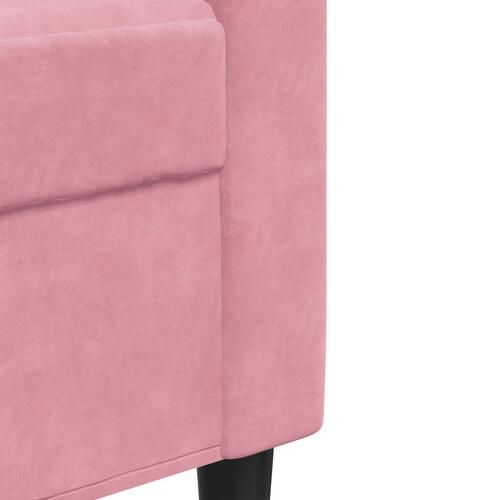 2 personers sofa med hynder og bolsterpuder velour lyserød